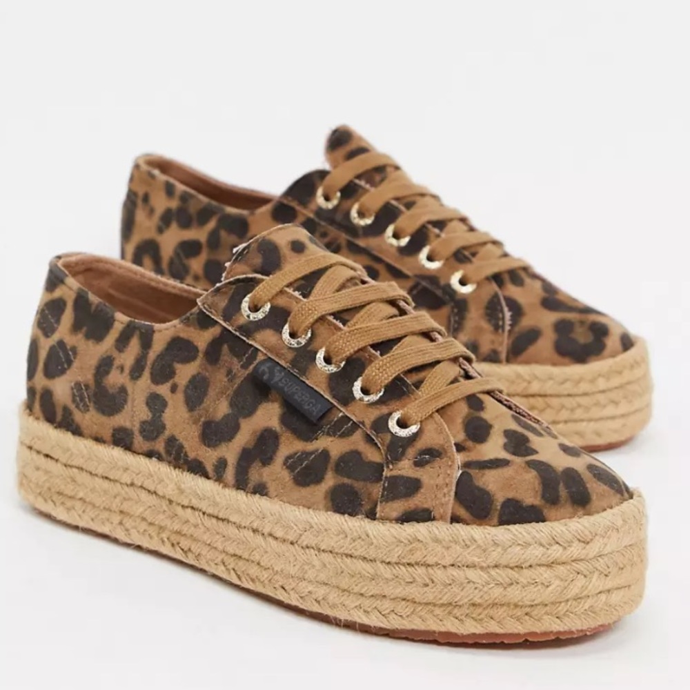 SUPERGA PLATFORM LEOPARD ESPADRILLE FLATFORM SNEAKER SIZE EU 37 / US 6.5 - Picture 4 of 16